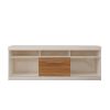 71 Inch TV Media Entertainment Center; 5 Cubbies; 1 Sliding Door; White and Oak