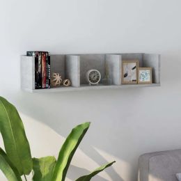 vidaXL CD Wall Shelf Concrete Gray 29.5"x7.1"x7.1" Engineered Wood