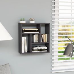 vidaXL Wall Shelf High Gloss Gray 17.8"x6.3"x17.8" Engineered Wood