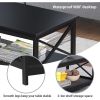 Coffee Table Living Room Furniture Table with Storage Shelf; Black