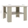 vidaXL Coffee Table Sonoma Oak 23.6"x23.6"x16.5" Engineered Wood