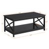 Coffee Table Living Room Furniture Table with Storage Shelf; Black