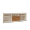 71 Inch TV Media Entertainment Center; 5 Cubbies; 1 Sliding Door; White and Oak