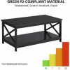 Coffee Table Living Room Furniture Table with Storage Shelf; Black