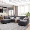 Modern Large U-Shape Sectional Sofa;  Double Extra Wide Chaise Lounge Couch