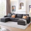 3 Pieces U shaped Sofa with Removable Ottomans