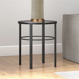 Contemporary Side Table with Glass Top (Color: Black)