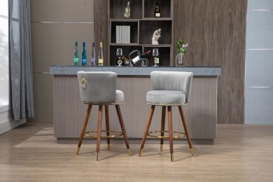 COOLMORE Counter Height Bar Stools Set of 2 for Kitchen Counter Solid Wood Legs with a fixed height of 360 degrees (Color: as Pic)