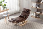 COOLMORE living room Comfortable rocking chair with Footrest/Headrest living room chair Beige