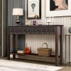 Rustic Entryway Console Table, 60" Long Sofa Table with two Different Size Drawers and Bottom Shelf for Storage