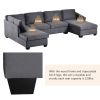 Modern Large U-Shape Sectional Sofa;  Double Extra Wide Chaise Lounge Couch