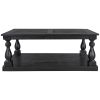 Rustic Floor Shelf Coffee Table with Storage; Solid Pine Wood