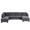 Modern Large U-Shape Sectional Sofa;  Double Extra Wide Chaise Lounge Couch