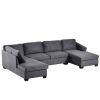 Modern Large U-Shape Sectional Sofa;  Double Extra Wide Chaise Lounge Couch