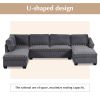 Modern Large U-Shape Sectional Sofa;  Double Extra Wide Chaise Lounge Couch