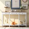 Solid Wood Console Table;  Classic Entryway Table with Storage Shelf and Drawer for Home