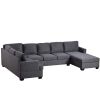 Modern Large Upholstered U-Shape Sectional Sofa;  Extra Wide Chaise Lounge Couch