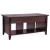 Lifting coffee table with cabinet-dark coffee color