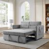 Loveseats Sofa Bed with Pull-out Bed;  Adjsutable Back and Two Arm Pocket