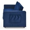 Loveseats Sofa Bed with Pull-out Bed;  Adjsutable Back and Two Arm Pocket