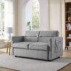 Loveseats Sofa Bed with Pull-out Bed;  Adjsutable Back and Two Arm Pocket