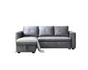 Sectional sofa with pulled out bed;  2 seats sofa and reversible chaise with storage;  both hands with copper nail