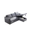 Sectional sofa with pulled out bed;  2 seats sofa and reversible chaise with storage;  both hands with copper nail