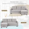 Pull Out Sofa Bed Modern Padded Upholstered Sofa Bed ; Linen Fabric 3 Seater Couch with Storage Chaise and Cup Holder ; Small Couch for Small Spaces