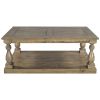 Rustic Floor Shelf Coffee Table with Storage; Solid Pine Wood