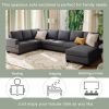 Modern Large Upholstered U-Shape Sectional Sofa;  Extra Wide Chaise Lounge Couch