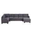 Modern Large Upholstered U-Shape Sectional Sofa;  Extra Wide Chaise Lounge Couch