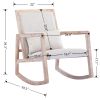 Solid wood linen fabric antique white wash painting rocking chair with removable lumbar pillow