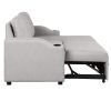 Pull Out Sofa Bed Modern Padded Upholstered Sofa Bed ; Linen Fabric 3 Seater Couch with Storage Chaise and Cup Holder ; Small Couch for Small Spaces