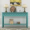 Rustic Entryway Console Table, 60" Long Sofa Table with two Different Size Drawers and Bottom Shelf for Storage