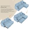 Pull Out Sofa Bed Modern Padded Upholstered Sofa Bed ; Linen Fabric 3 Seater Couch with Storage Chaise and Cup Holder ; Small Couch for Small Spaces