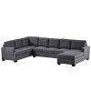 Modern Large Upholstered U-Shape Sectional Sofa;  Extra Wide Chaise Lounge Couch