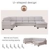 Modern Large Upholstered U-Shape Sectional Sofa;  Extra Wide Chaise Lounge Couch