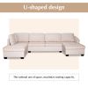 Modern Large U-Shape Sectional Sofa;  Double Extra Wide Chaise Lounge Couch