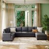 Modern Large Upholstered U-Shape Sectional Sofa;  Extra Wide Chaise Lounge Couch