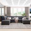 Modern Large U-Shape Sectional Sofa;  Double Extra Wide Chaise Lounge Couch