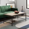 Collis Industrial Rectangle Wood and Metal Coffee Table