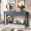 Rustic Entryway Console Table, 60" Long Sofa Table with two Different Size Drawers and Bottom Shelf for Storage