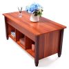 Lifting coffee table with cabinet-dark coffee color