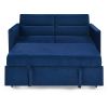 Loveseats Sofa Bed with Pull-out Bed;  Adjsutable Back and Two Arm Pocket