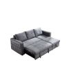 Sectional sofa with pulled out bed;  2 seats sofa and reversible chaise with storage;  both hands with copper nail