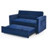 Loveseats Sofa Bed with Pull-out Bed;  Adjsutable Back and Two Arm Pocket