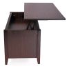 Lifting coffee table with cabinet-dark coffee color