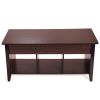 Lifting coffee table with cabinet-dark coffee color